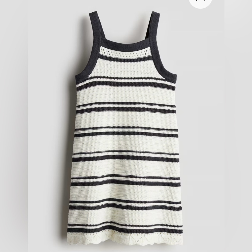 H&M Kids Summer Beach Crochet Look Sleeveless Knit Striped Dress 5T/6